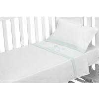 Sábanas Minicuna Don Algodón blanco Verde nido abeja 3 piezas INTERBABY, 50x80 cm