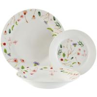 Vajilla Sansa, porcelana flores colores. Platos Ø 27, 23 y 19 cm, pack 18 piezas
