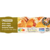 Atún claro en aceite de oliva EROSKI, pack 6x70 g