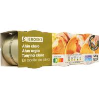 Atún claro en aceite de oliva EROSKI, pack 6x70 g