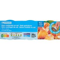 Atún claro en aceite bajo en sal EROSKI, pack 3x70 g