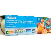 Atún claro en aceite bajo en sal EROSKI, pack 3x70 g