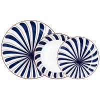 Vajilla Oceanika Azul, porcelana. Platos Ø 26, 20 y 19 cm BIDASOA, pack 18 piezas