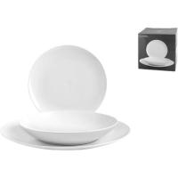 Vajilla Coupe Hollywood, porcelana blanca. Platos Ø27, 20 y 20 cm, 18 piezas