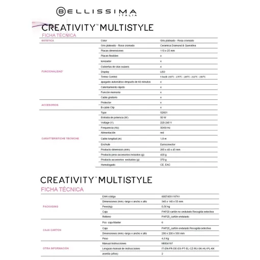 Plancha de pelo creativity multistyle BELLISIMA