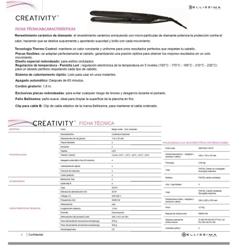 Plancha de pelo creativity BELLISIMA