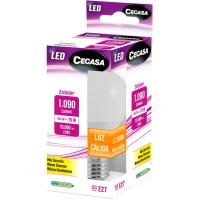 Bombilla Led E27 estándar 10,5W luz cálida (2700k) CEGASA, caja 1 ud