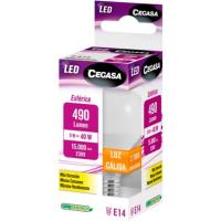 Bombilla Led E14 esférica 5W luz cálida (2700k) CEGASA, caja 1 ud