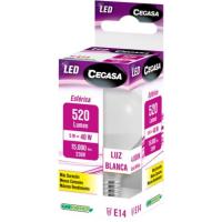 Bombilla Led E14 esférica 5W luz neutra (4000k) CEGASA, caja 1 ud