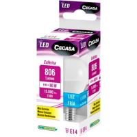 Bombilla Led E14 esférica 8W luz fría (6500k) CEGASA, caja 1 ud