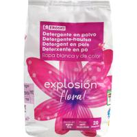 Detergente en polvo floral EROSKI, bolsa 20 dosis Detergente en polvo floral EROSKI, bolsa 20 dosis