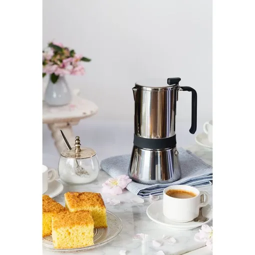 Cafetera Italiana, acero inoxidable, apta para todo tipo de cocinas, Aroma MONIX, 4 tazas