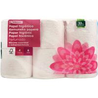 Papel higiénico 4 capas perfumado EROSKI, paquete 6 rollos