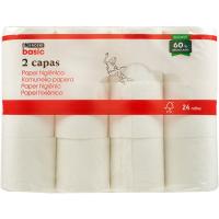 Papel higiénico 2 capas EROSKI BASIC, paquete 24 uds