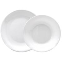 Vajilla White Moon, opal blanco, 12 piezas: 6 platos hondos y 6 llanos BORMIOLI