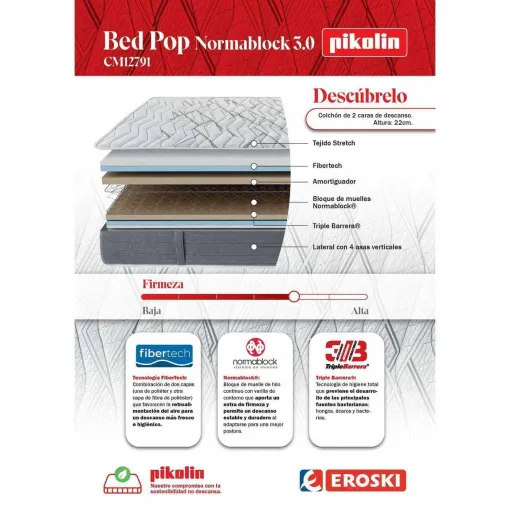 Colchón mixto 135x190 cm Bed Pop Normablock 3.0 PIKOLIN