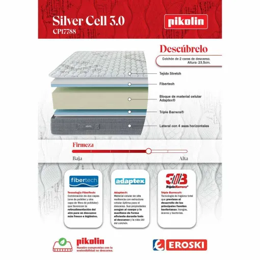 Colchón viscoelástico 135x190 cm Silver Cell 3.0 PIKOLIN