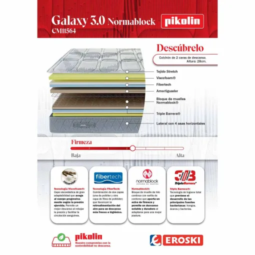Colchón mixto 135x190 cm Galaxy Normablock 3.0 PIKOLIN