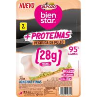 Pechuga pollo +proteinas ELPOZO, lonchas finas, bandeja 130 g Pechuga pollo +proteinas ELPOZO, lonchas finas, bandeja 130 g