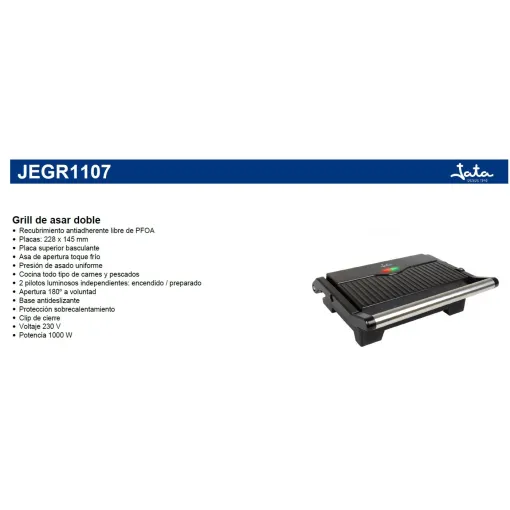 Grill de asar doble, 1000W, JEGR1107 JATA
