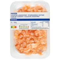 Colas de langostino natural EROSKI, bandeja 160 g