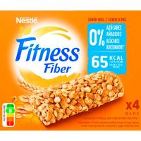 Barritas 0% azúcares fibra y miel NESTLÉ FITNESS, pack 4x20 g