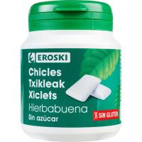 Chicle de hierbabuena sin azúcar EROSKI, bote 100 g