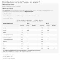 Bebida de almendra sin azúcar VIVESOY, brik 1 litro