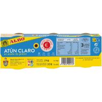 Atún claro en aceite de girasol ALBO, pack 3x92 g