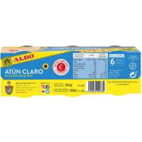 Atún claro en aceite de girasol ALBO, pack 6x65 g