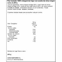 Pan tostado 100% integral aove SANTIVERI, paquete 200 g