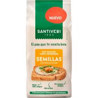 Pan tostado 100% integral con semillas SANTIVERI, paquete 200 g