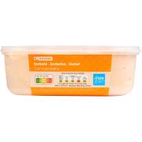 Helado sorbete de mandarina EROSKI, tarrina 1 litro
