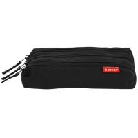 Estuche portatodo negro, 3 cremalleras, 400185104 ENRI, 22x8x4 cm