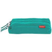 Estuche portatodo verde, 3 cremalleras, 400185105 ENRI, 22x8x4 cm
