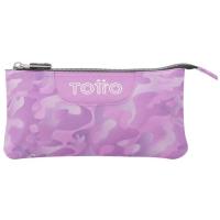 Estuche tres compartimentos Camuflaje rosa Tablero TOTTO, 22x11x3,5 cm