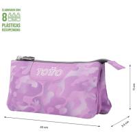 Estuche tres compartimentos Camuflaje rosa Tablero TOTTO, 22x11x3,5 cm