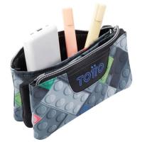 Estuche tres compartimentos Bloques Tablero TOTTO, 22x11x3.5 cm