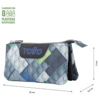 Estuche tres compartimentos Bloques Tablero TOTTO, 22x11x3.5 cm