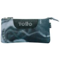 Estuche tres compartimentos Estadio Futbol Tablero TOTTO, 22x11x3,5 cm