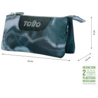 Estuche tres compartimentos Estadio Futbol Tablero TOTTO, 22x11x3,5 cm