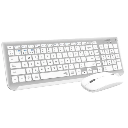 Teclado y ratón inalámbrico plata/blanco, 2,4G Combo Dual Prestige SUBBLIM
