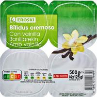 Bífidus cremoso vainilla EROSKI, pack 4x125 g