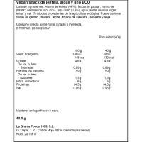 Vegan snack de lenteja, algas y lino  LA GRANJA, bolsa 40 g