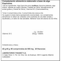 Spirulina + B12 NATURTIERRA, bote 80 uds