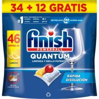 Lavavajillas limón en cápsulas FINISH QUANTUM, bolsa 34+12 dosis