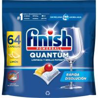 Lavavajillas limón FINISH QUANTUM, bolsa 64 dosis