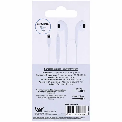 Auricular botón ligthning blanco WAY