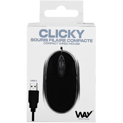 Ratón óptico con cable negro Way Clicky TNB