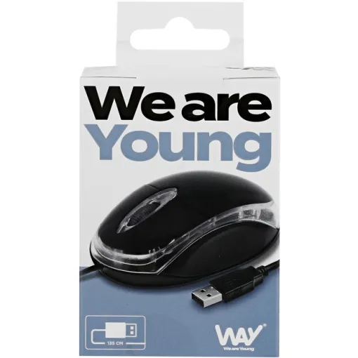 Ratón óptico con cable negro Way Clicky TNB